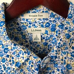 L.L. Bean Blue and Yellow Ditsy Floral Button Down Shirt